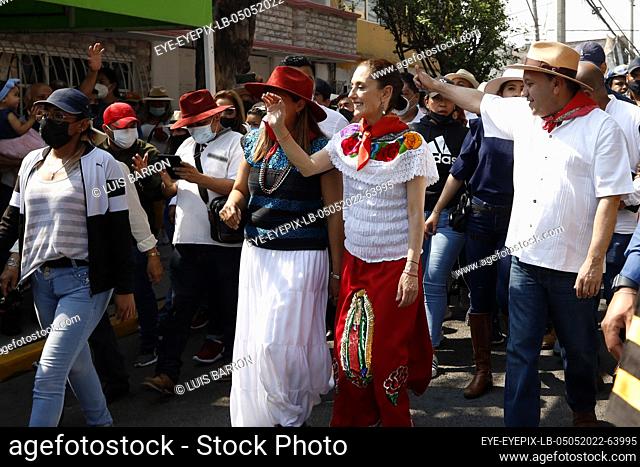 MEXICO CITY, MEXICO - MAY 5, 2022: Mexico City Mayor Claudia Sheinbaum Pardo is seen during a reenactment to commemorate the 160th anniversary of the Battle of...