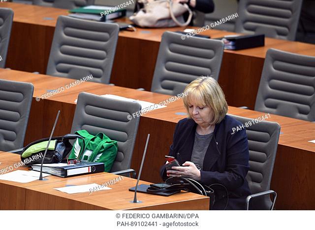 Hannelore Kraft (SPD), the premier of the German state of North Rhine-Westphalia, in the state parliament in Duesseldorf, Germany, 17 March 2017