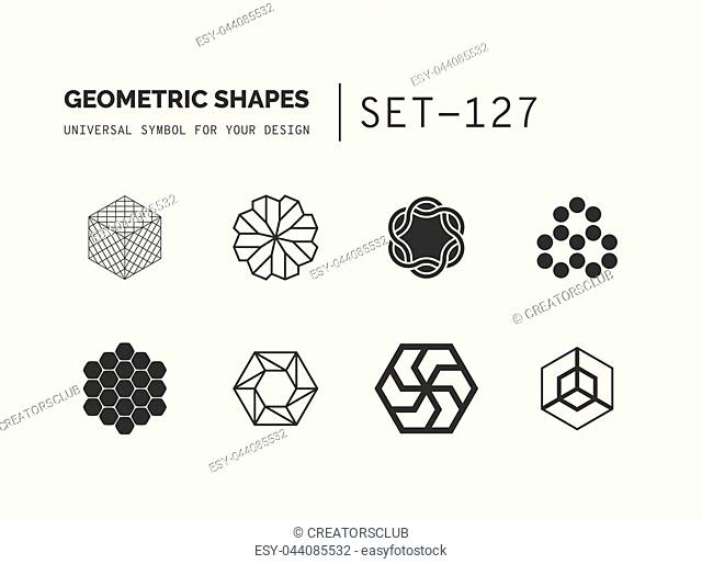 Set of universal minimal geometric logo. Simple vector sign will give a recognizable accent to your startup