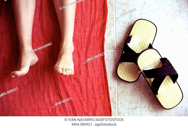 Feet and Japanese sandals