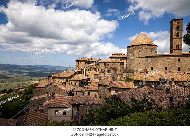 Volterra, Cathedral and tower, Tuscany, Italy