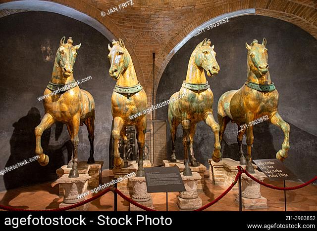 St. Mark horses inside basilica of Venice, Italy