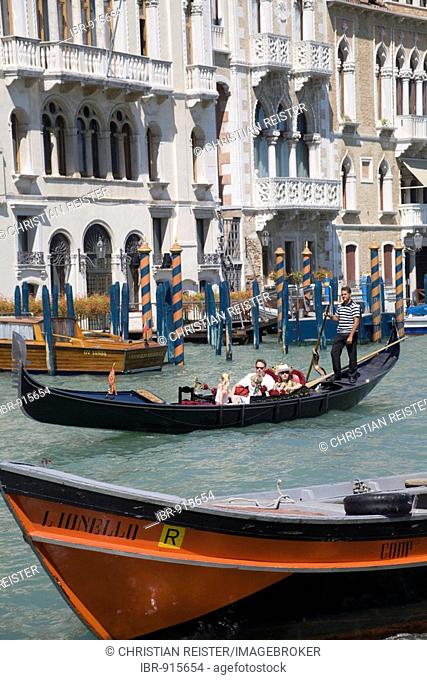 Gondolas on the Grand Canal, Venice, Veneto, Italy, Europe