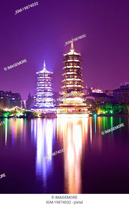 Twins Tower in Guilin, Guangxi Province, China