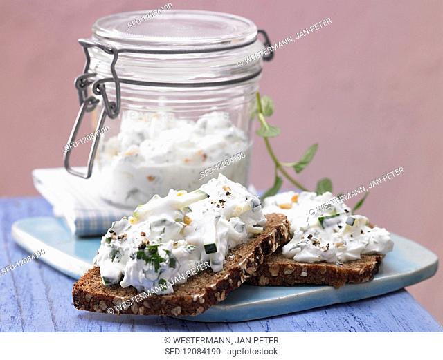 Courgette & herb quark on wholemeal bread