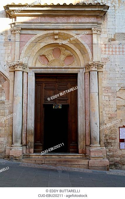 San Lorenzo Martire church, façade, Spello, Umbria, Italy, Europe