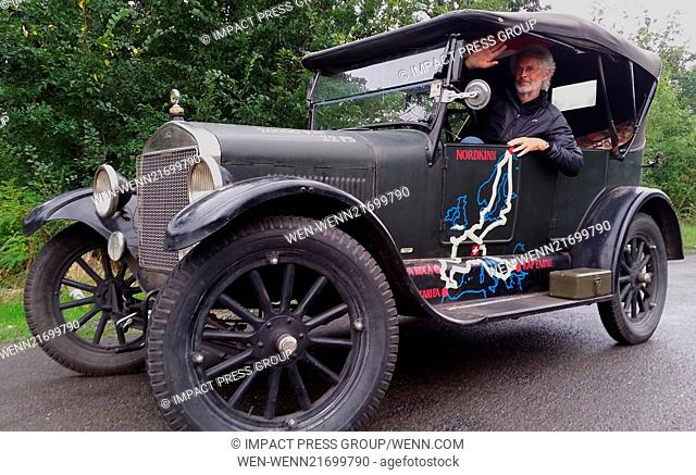 Former rally driver Bernhard Bragge taking a break with his Ford Model T near Bania, Bulgaria. Bragge is taking his century-old car on a 20, 000 km journey