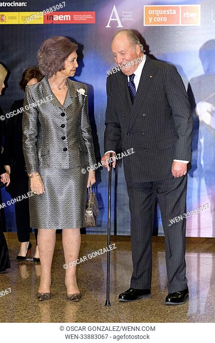 King Juan Carlos and Queen Sofia attend a concert tribute for victims of terrorism at the National Auditorium Featuring: King Juan Carlos