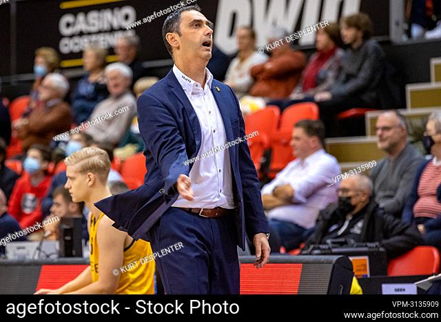 Oostende's head coach Dario Gjergja pictured during the basketball match between BC Oostende and Mons-Hainaut, Sunday 14 November 2021 in Oostende