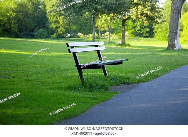 Wooden seat in park