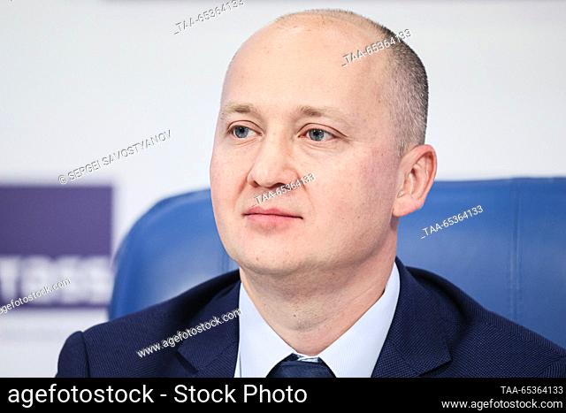 RUSSIA, MOSCOW - NOVEMBER 30, 2023: The head of the Customer Relations Department at Gazprom Leasing, Dmitry Dorodny, is seen during the Russia – India...
