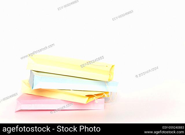 Colorfull empty Paper shopping bag on isolated background