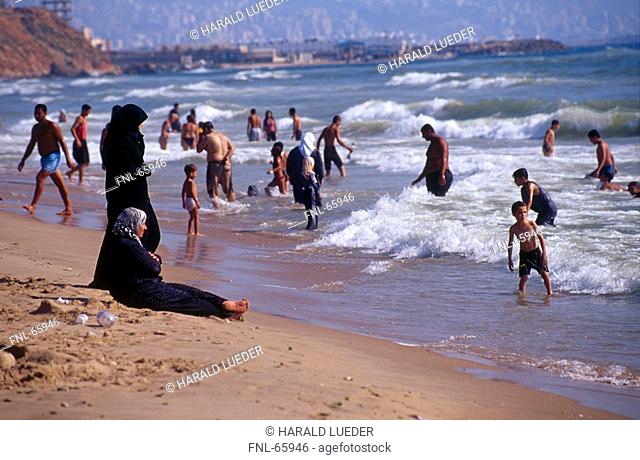 People at beach, Beirut, Lebanon