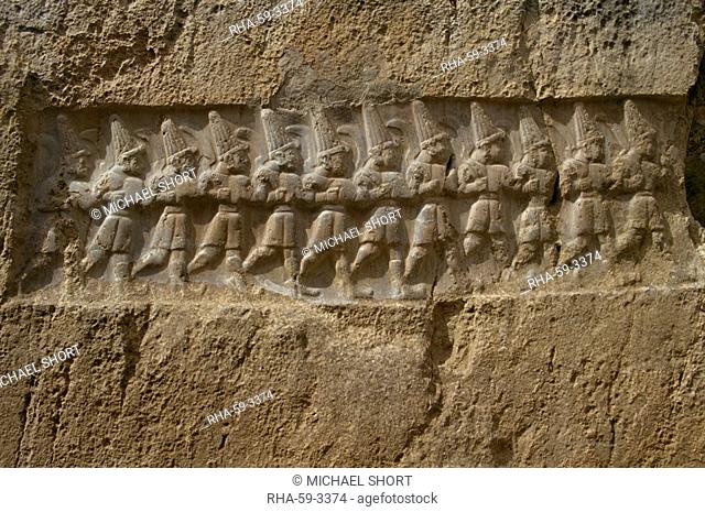 Hittite soldiers, at former capital Hattusas Hattusha, Vazilikaya near Bogazkale, Anatolia, Turkey, Asia Minor, Eurasia