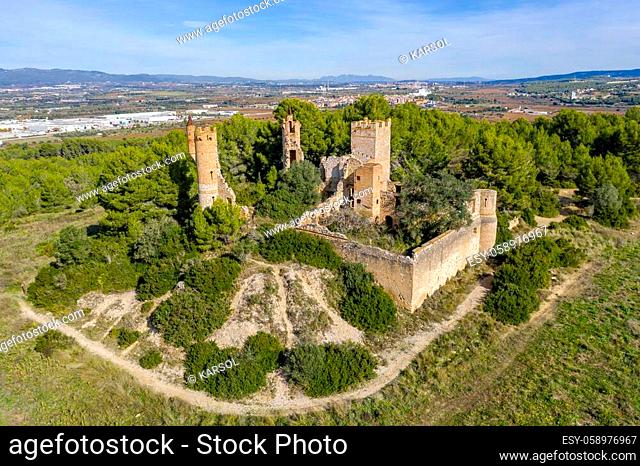 Muga Castle in Lower Penedes, in the municipality of Bellvei. Catalonia Spain