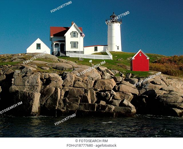 York Beach, ME, Maine, Cape Neddick Nubble Light, Lighthouse