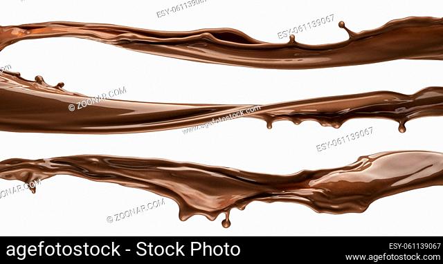 Chocolate splash isolated on white background with clipping path