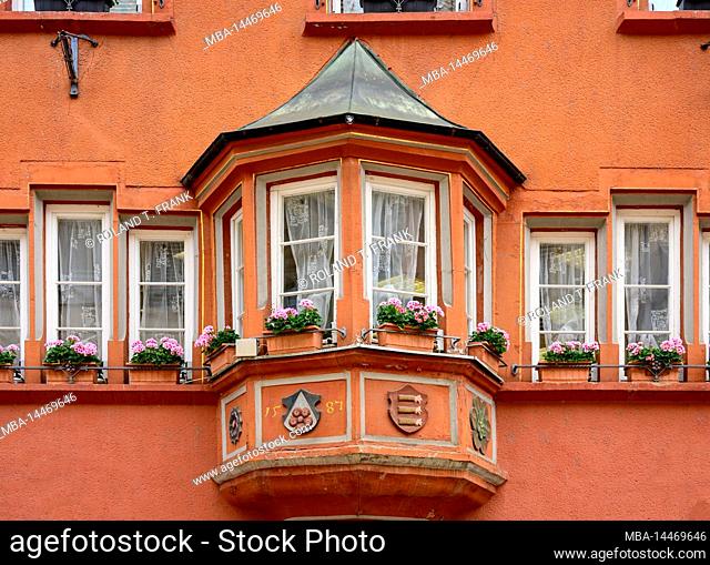 Germany, Baden-Württemberg, Black Forest, Waldshut-Tiengen, Tiengen, facade with bay window in the old town