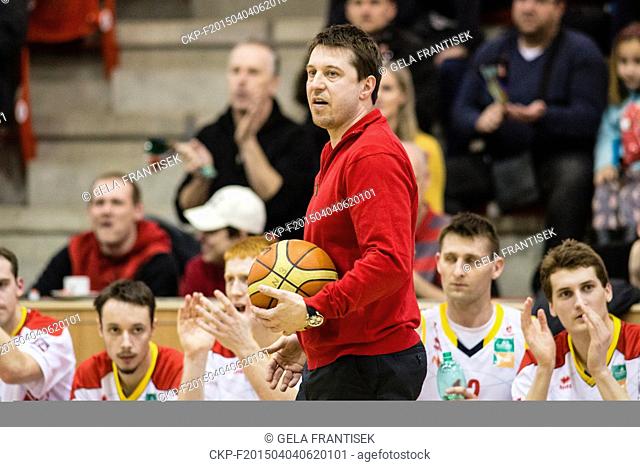 First match of quarter final basketball Kooperativa NBL series between BK Pardubice and BK Opava played in Pardubice on April 3, 2015
