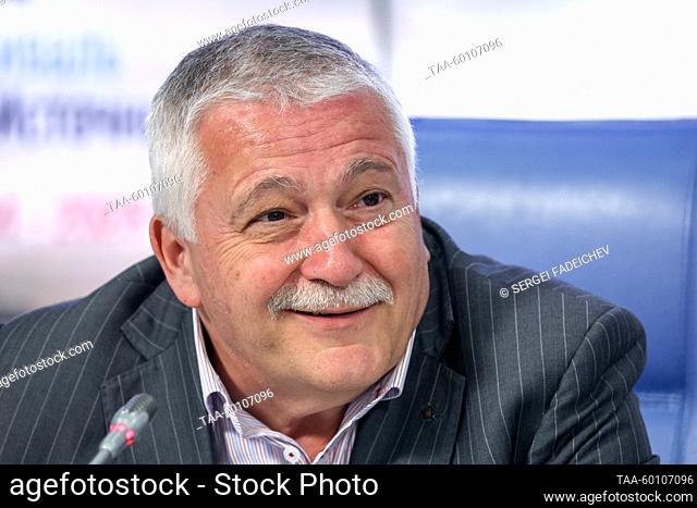 RUSSIA, MOSCOW - JUNE 27, 2023: Russian cosmonaut Fyodor Yurchikhin attends a press conference on the 2023 Khrustalny Istochnik [Crystal Spring] Children's Film...