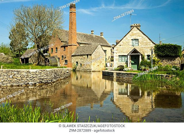 Spring afternoon at Lower Slaughter village in the Cotswolds, Gloucestershire, England