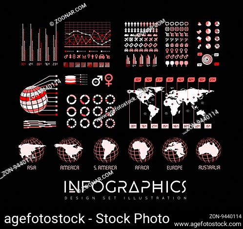 Infographics vector set illustration on black background