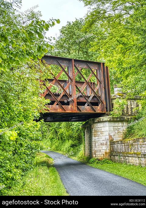 old railway bridge at Eymet, Dordogne Department, Nouvelle Aquitaine, France