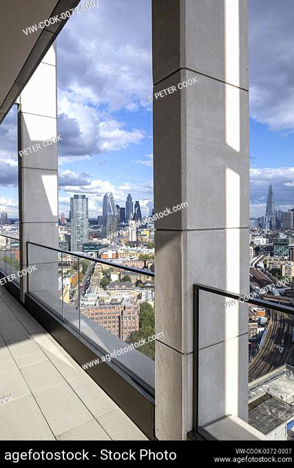 View to the east from 32nd floor terrace. 8-13 Casson Square, London, United Kingdom. Architect: Patel Taylor Architects, 2022