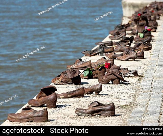 Iron shoes memorial to Jewish people executed WW2 in Budapest