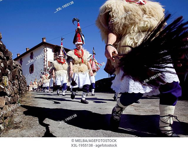 Carnival of Ituren and Zubieta, Zanpantzar, Ituren, Navarre. Spain