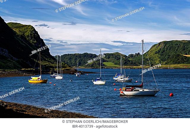 Sailing boats in the Sound of Kerrera in Oban, Scotland, United Kingdom