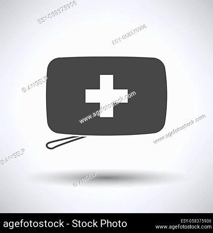 Alpinist First Aid Kit Icon. Dark Gray on Gray Background With Round Shadow. Vector Illustration