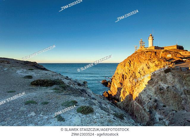 Sunrise at Cabo de Gata lighthouse, Almeria, Andalusia, Spain