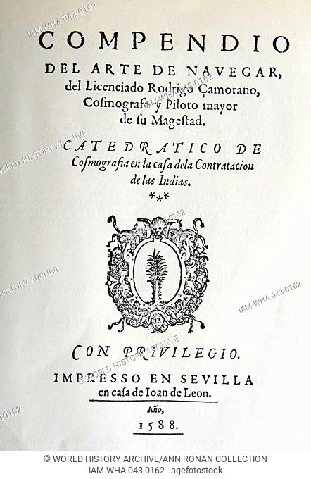 Title Page from Zamorano's Arte de Navegar. Dated 1588