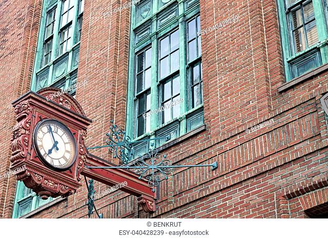 Historic architecture of Trenton - old clock on the brick buildling