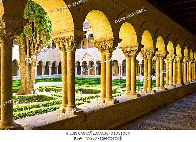 Two-storey cloister of the Abbey of Santo Domingo de Silos, Burgos province, Castilla-Leon, Spain