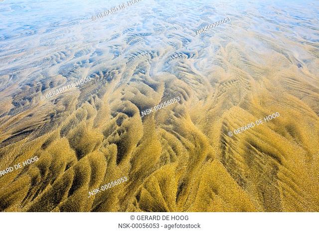 sandstructures on a beach, Iceland, Westfjords, beach Breidavik
