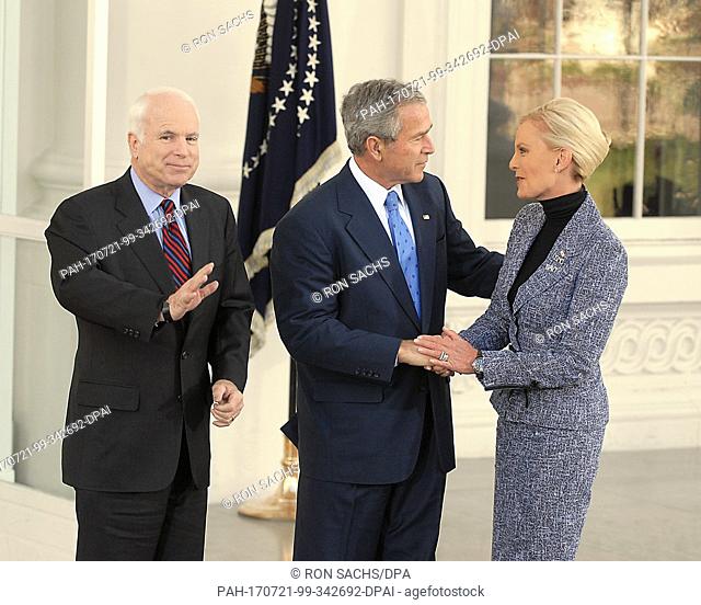 Washington, DC - March 5, 2008 -- United States Senator John McCain (Republican of Arizona), left, the presumptive 2008 Republican nominee for President of the...