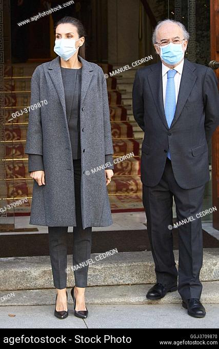 Queen Letizia of Spain attends Meeting of the Urgent Spanish Foundation 'FundeuRAE' at Royal Academy of Language on December 4, 2020 in Madrid, Spain
