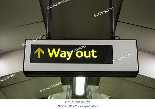 way out exit sign in London underground