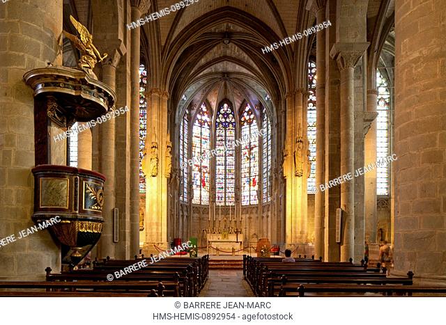 France, Aude, Carcassonne, medieval town listed as World Heritage by UNESCO, St Nazaire Basilica dated 11th century