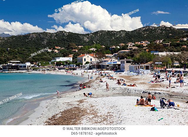 France, Corsica, Haute-Corse Department, La Balagne Region, Ile Rousse, town beach