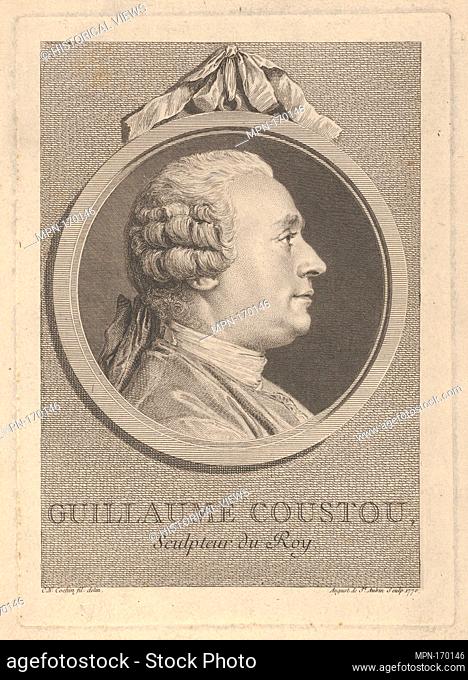 Portrait of Guillaume Coustou. Artist: Augustin de Saint-Aubin (French, Paris 1736-1807 Paris); Artist: After Charles Nicolas Cochin II (French