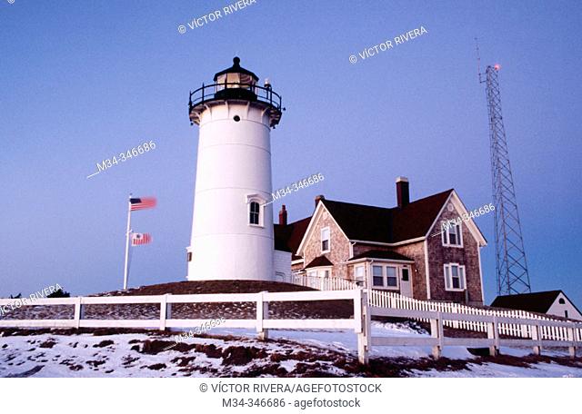 Nobska lighthouse (1829). Woods Hole, Cape Cod. Massachusetts. USA