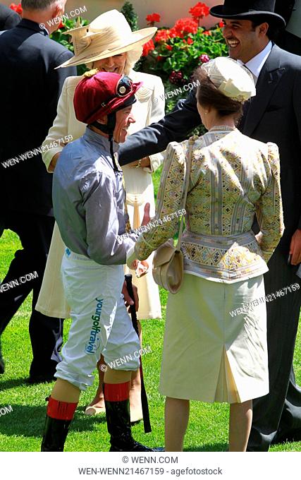 2014 Royal Ascot - Atmosphere and Celebrity Sightings - Day 2 - The Prince of Wales's Stakes Day Featuring: Anne, Princess Royal, Frankie Dettori Where: Ascot