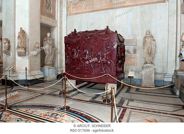 sarcophagus of St. Helena, Porphyr stone, Hall of the Greek Cross, Vatican museums, Vatican, Rome, Latium, Lazio, Italy, Europe / Vatican city