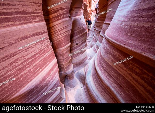 Slot canyon in Grand Staircase Escalante National park, Utah, USA. Unusual colorful sandstone formations in deserts of Utah are popular destination for hikers