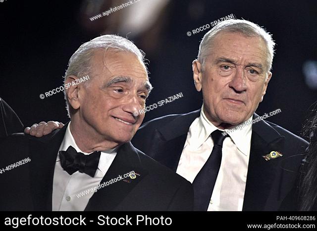 CANNES, FRANCE - MAY 20: Martin Scorsese, Robert De Niro attend the ""Killers Of The Flower Moon"" red carpet during the 76th annual Cannes film festival at...