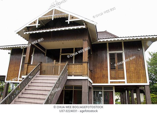 A wooden bungalow at the Museum Kalimantan Barat, Pontianak, Indonesia