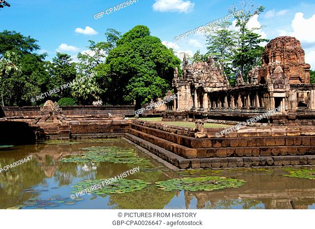 Thailand: Lotus-filled pond at Prasat Hin Meuang Tam, Buriram Province, Northeast Thailand
